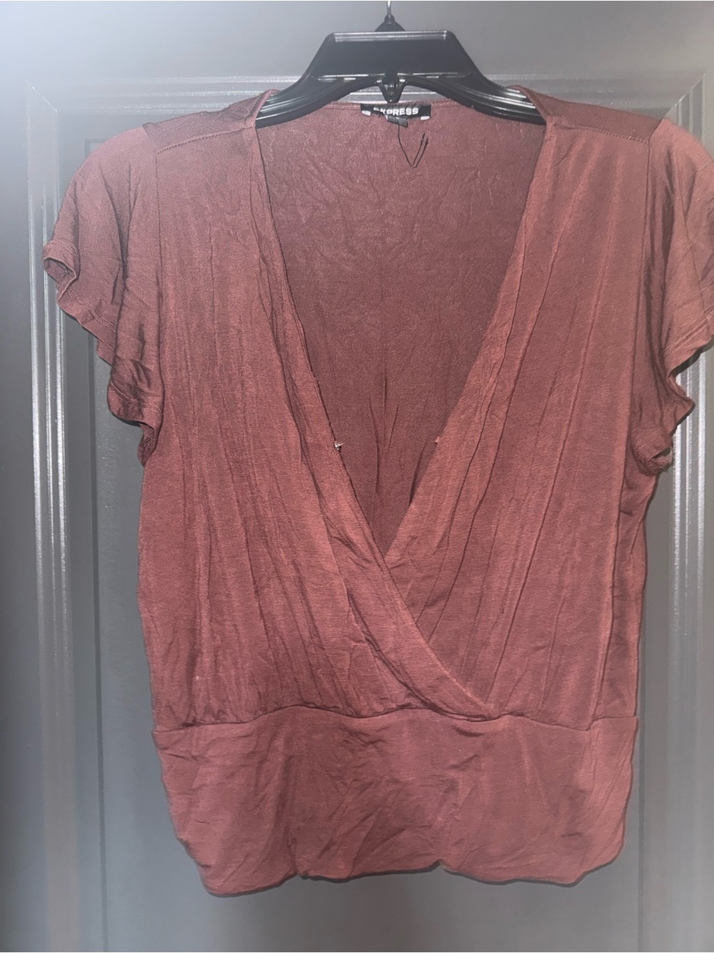 Express Women's Rusty Rose Wrap-Front V-Neck Blouse